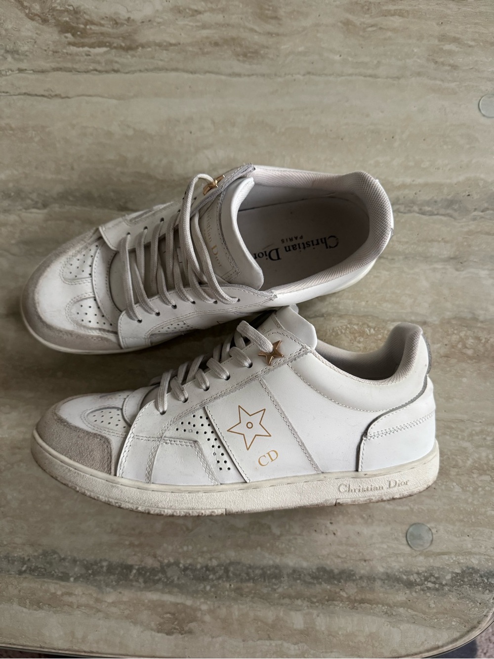White Leather Low-Top Sneakers